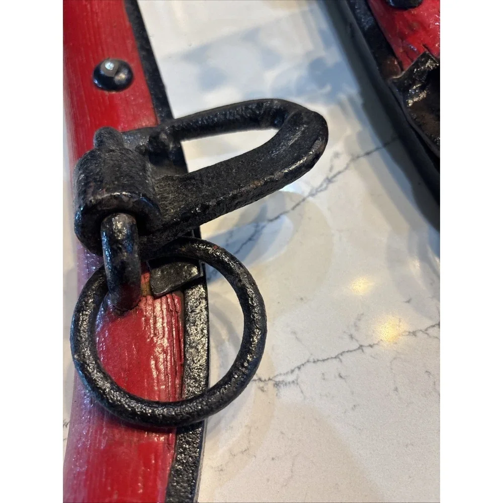 Farm Horse Collar Harness, Red Painted Wood & Metal Hames